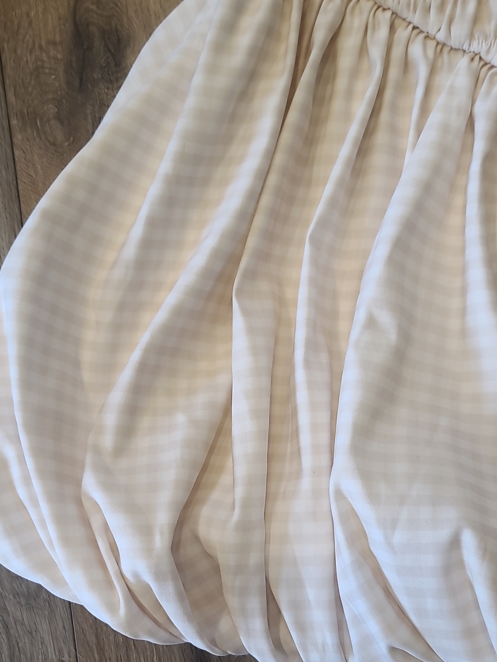 Zara Cream Gingham Smocked Corset Bubble Puffball Dress NWT S - Picture 3 of 9